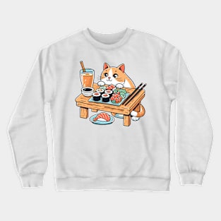 Cat-Eating-Sushi Crewneck Sweatshirt